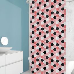 ArtzFolio Pink & Black Printed Waterproof Polyester Shower Curtain-11