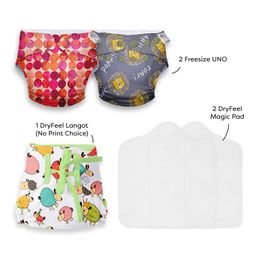SuperBottoms Combo Freesize Cloth Diaper UNO plus 1 Dry Feel Langot Pack of 2 - Multicolour image 2