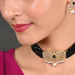 Tanusha Jewels Brass Gold-Plated Jewellery Set-10