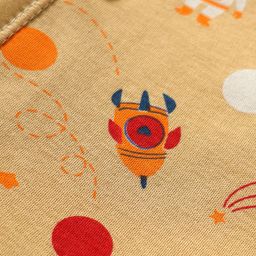 Child World Interlock Knit Half Sleeves Front Open Jhablas With Space Theme Print - Peach image 3