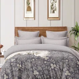 A Homes Grace Grey Printed Reversible Double Bed Comforter-image-15