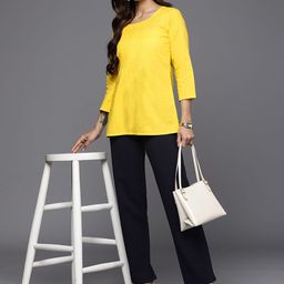 Anouk Women Pure Cotton Solid Round Neck Top-image-45