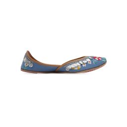 NR BY NIDHI RATHI Blue Hand-Embroidered Leather Juttis-picture-15