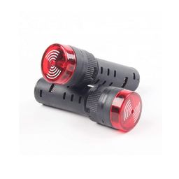 Red AC/DC12V 30mm AD16-30SM LED Signal Indicator Built-in Buzzer image 3