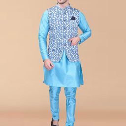 PRINTINDIA Men Regular Pure Silk Kurta with Trousers-image-101