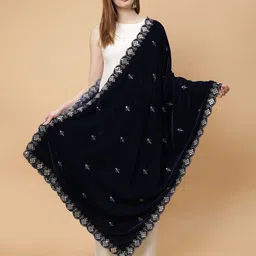 Moda Chales Embroidered Velvet Dupatta with Mirror Work-picture-13