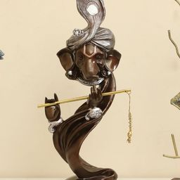 vedas S-Rishi Brown & Silver-Toned Lord Ganesha Religious Idol Showpiece-image-37