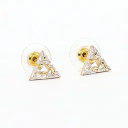 VAGHBHATT Gold-Plated Zircon Studded Triangular Studs image 4