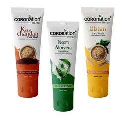 COROnation Herbal Set Of 3 Keshar Chandan Neem With Ubtan Face Wash - 75 ml Each-12