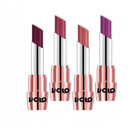VOLO Set Of 4 Creme Matte Lipsticks - 3.5 g Each - Purple-Light Peach-Wine-Rose Pink-83