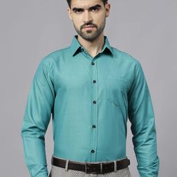 Vida Loca Men Slim Fit Spread Collar Solid Cotton Formal Shirt-image-88