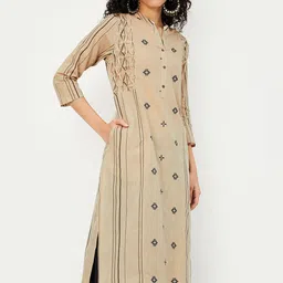 max Women Geometric Embroidered Cold-Shoulder Sleeves Anarkali Kurta-image-71