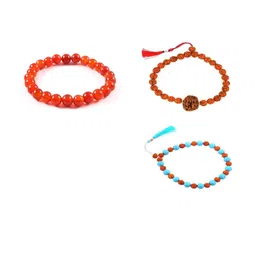 Divine souvenirs Unisex Set Of 3 Artificial Beaded Elasticated Bracelets-84