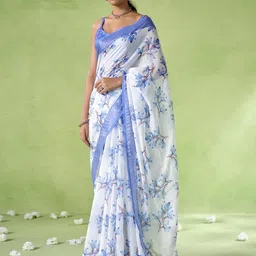 Mitera Floral Zari Linen Blend Saree-image-66