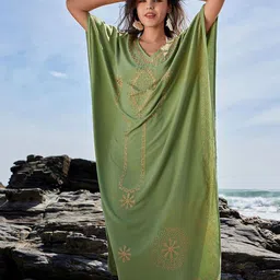 JC Mode Embroidered V-Neck Midi Cover Up Top-image-23