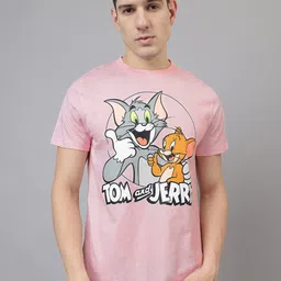 Free Authority Men Tom & Jerry Graphic Printed Round Neck Cotton Relaxed Fit T-shirt-image-96