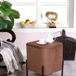 Shadowkart Brown Wooden Mudda Pouffe Ottoman-30
