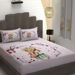 YaAkholic Pink & Orange Colored Printed Cotton 250 TC King Bedsheet Set 2.54 m x 2.28 m-8