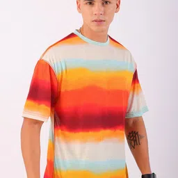 The Indian Garage Co Men Tie and Dye Round Neck Oversized T-shirt-image-21