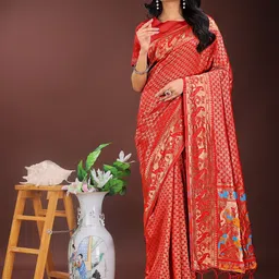Pandadi Saree Ethnic Motifs Woven Design Zari Saree-image-37
