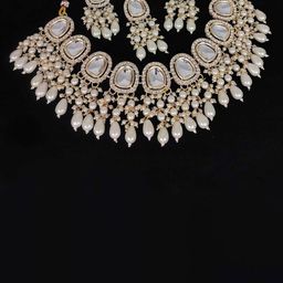 Gyaan Jewels Gold-Plated Stone-Studded & Beaded Necklace and Earrings With Maang Tika-image-77