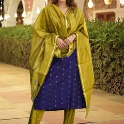 Aaghnya Women Woven Design Woven Design Kurta with Trousers & Dupatta-image-99