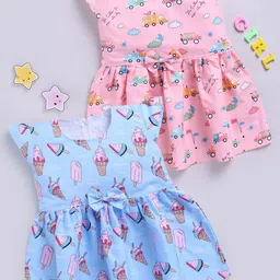 Toonyport Girls Pack Of 2 Floral Print Fit & Flare Dress-image-96