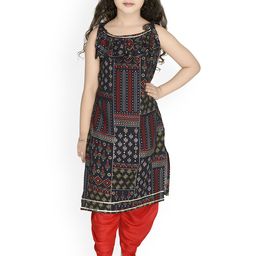 Kidotsav Girls Floral Printed Regular Kurti with Dhoti Pants-19