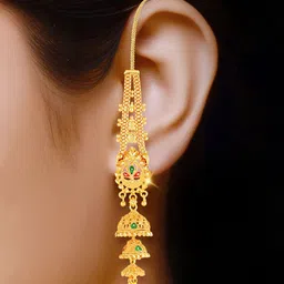 DIVASTRI Gold-Plated Artificial Stones Studded And Beaded Contemporary Ear Cuff Earrings-20
