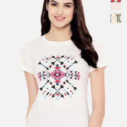Dreambe Women Pack of 3 Graphic Printed Round Neck Cotton T-shirts-picture-26