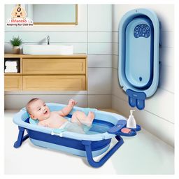 INFANTSO Folding Baby Bath Tub with Support Bath Net - Dark Blue-image-96