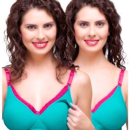 Inner Sense Antimicrobial Maternity Nursing Bra Pack of 2 - Green-image-74