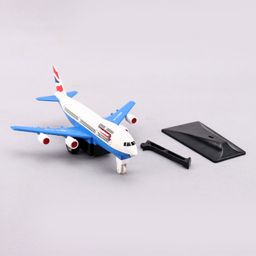 Shinsei Jumbo Pull Back Plane with Stand - White & Blue-25