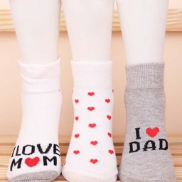 Footprints Socks Organic Cotton I Love Mom Print Pack Of 3 Pairs - White-image-91