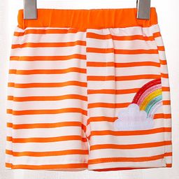 Kookie Kids Knee Length Striped Shorts Rainbow Print - Orange-image-91