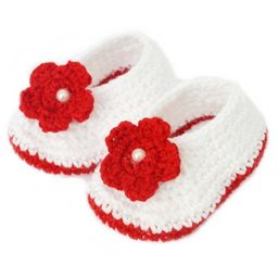 Love Crochet Art Floral Work Booties - White And Red-image-2