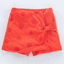 Pine Kids Mid Thigh Skort With Bow Design - Orange-image-16