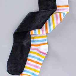Pine Kids Anti Microbial & Biowashed Stripe Mid Calf Length Socks Pack of 2 - Black Multicolour-image-72