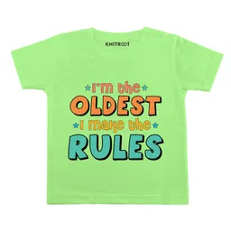 KNITROOT Half Sleeves Oldest Makes The Rules Printed Tee - Light Green-picture-16