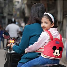 Magic Seat Two Wheeler Carrier Protection Mickey Mouse Print - Red-image-92