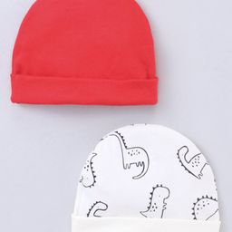 Ben Benny Caps Dino Print Solid Pack of 2 Red White - Diameter 9 cm-picture-16