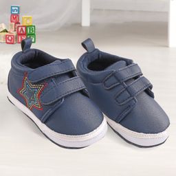 Baby Moo Star Design Booties - Blue-image-24