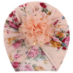 SYGA Bow Turban Hat Floral Print Peach - Circumference 36 cm-picture-17