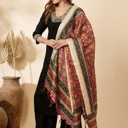 FASHOR Women Floral Embroidered Pleated Sequinned Kurta with Palazzos & With Dupatta-picture-16