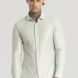 Snitch Men Smart Spread Collar Textured Slim Fit Casual Shirt-image-42