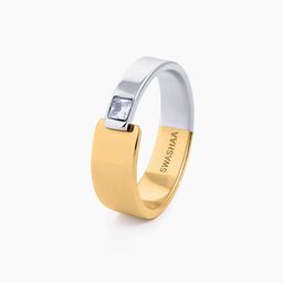SWASHAA Men Gold & Silver-Plated Cubic Zirconia-Studded Finger Ring-image-17