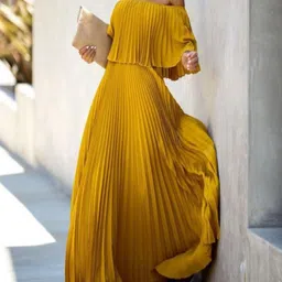 bebe Off-Shoulder Pleated Maxi Dress-image-45