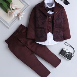 FOURFOLDS Boys Embroidered Single-Breasted Four-Piece Suit-image-26
