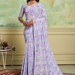 KAYOMMI Floral Printed Pure Georgette Saree-image-66
