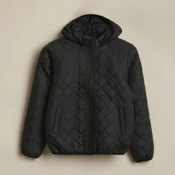 Allen Solly Junior Boys Geometric Textured Reversible Hooded Quilted Jacket-picture-39